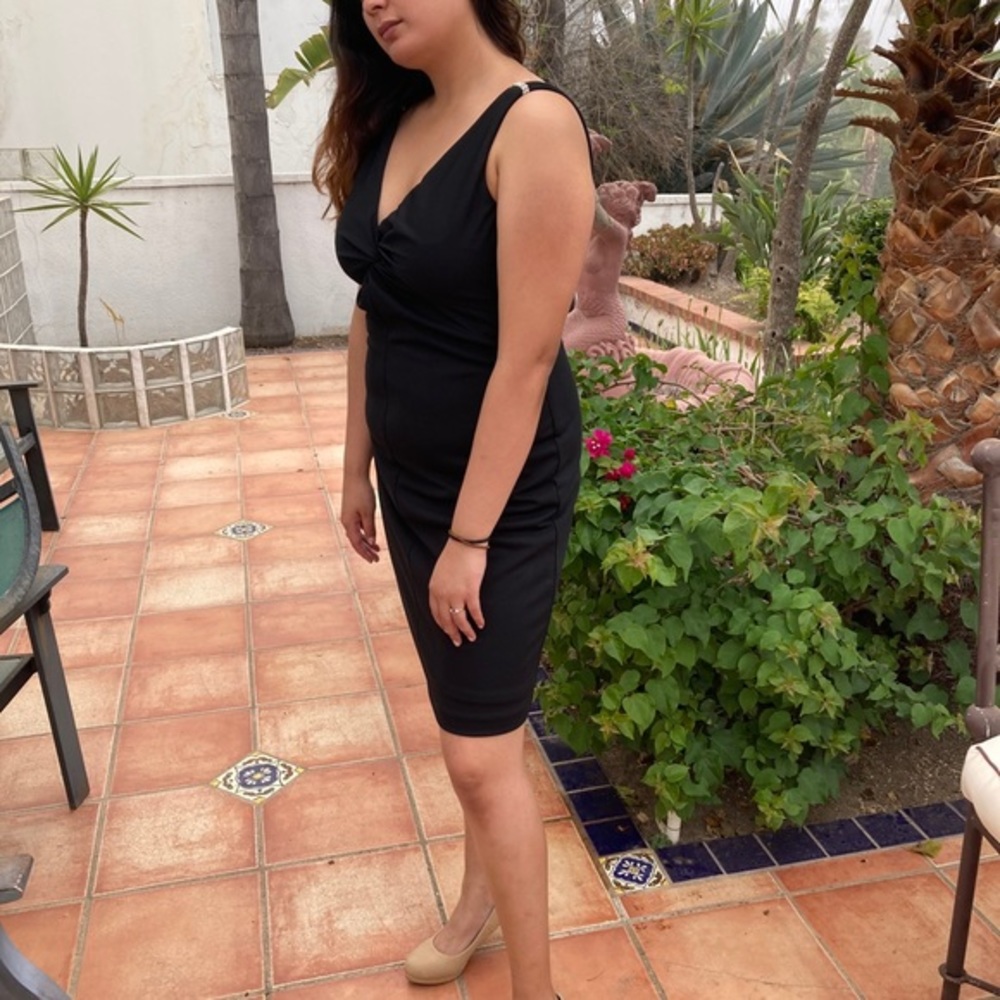 Vintage Arianne Little Black Dress Black with Rhinestones Straps *fits a size 8.